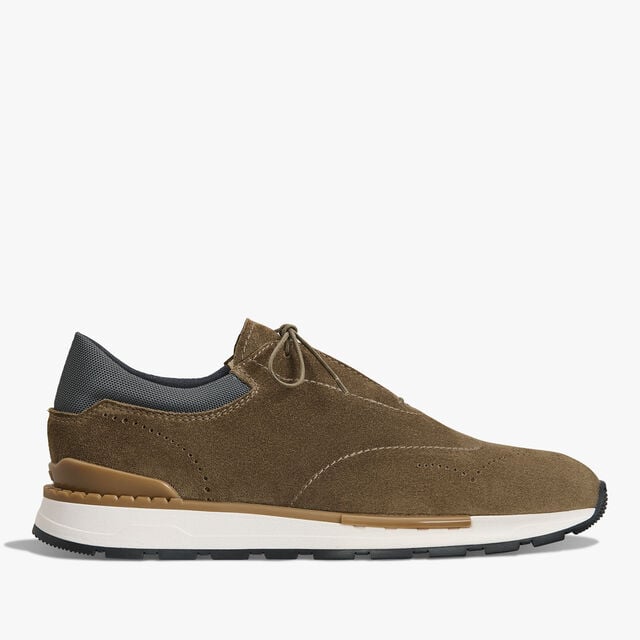 Fast Track Suede Calf And Nylon Sneaker, KAKI, hi-res 1