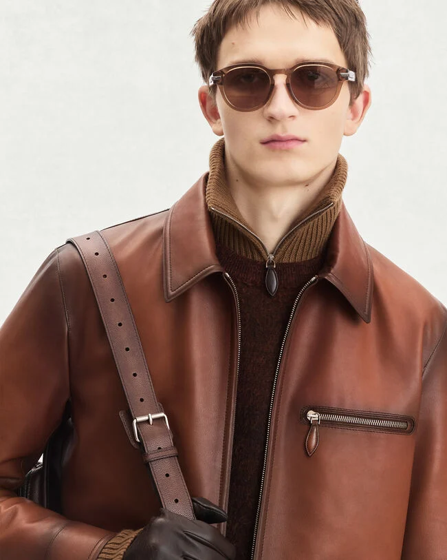 Leather Patina Un Jour Blouson, Cacao Intenso, hi-res