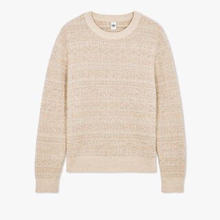 Fancy Cashmere Sweater With Leather Detail, NATURAL, hi-res