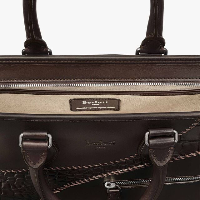 Un Jour Mini Calf And Alligator Leather Briefcase, VIGOGNA, hi-res 7