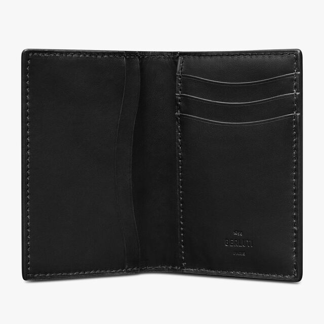 Jagua Scritto Leather Card Holder, NERO GRIGIO, hi-res 3