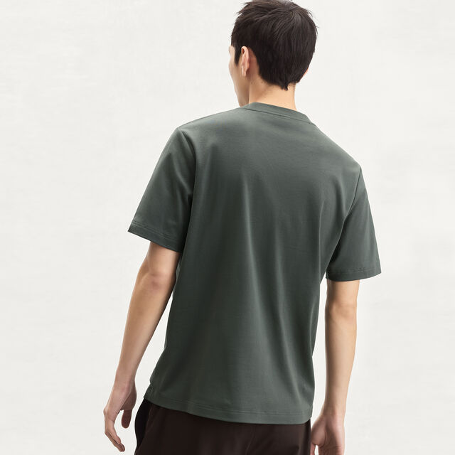 T-Shirt avec Détail en Cuir, DARK GREEN, hi-res 3