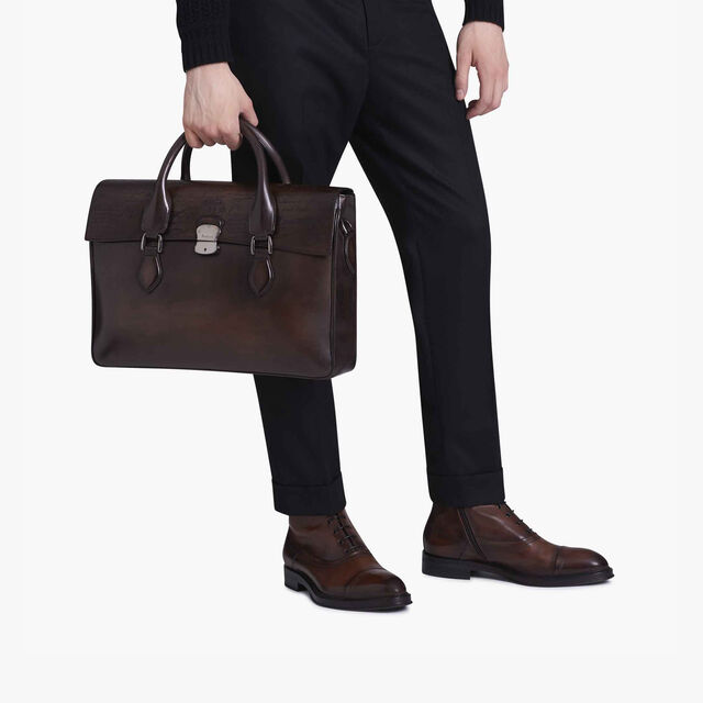 E'Mio Scritto Leather Briefcase, EBANO, hi-res 9