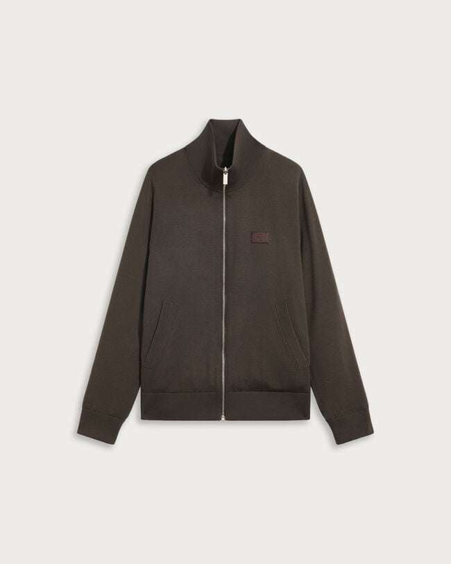 Reversible Blouson with Leather Detail, Earth Brown, hi-res