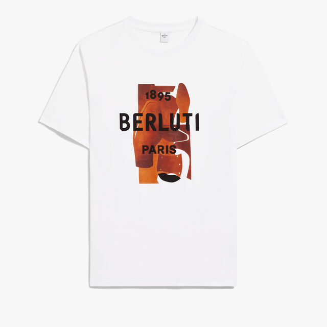 Berluti Artwork T-shirt, OPTIC WHITE/ CHESTNUT BROWN, hi-res 1