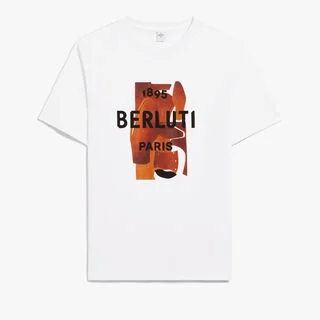 Berluti Artwork T-shirt, OPTIC WHITE/ CHESTNUT BROWN, hi-res