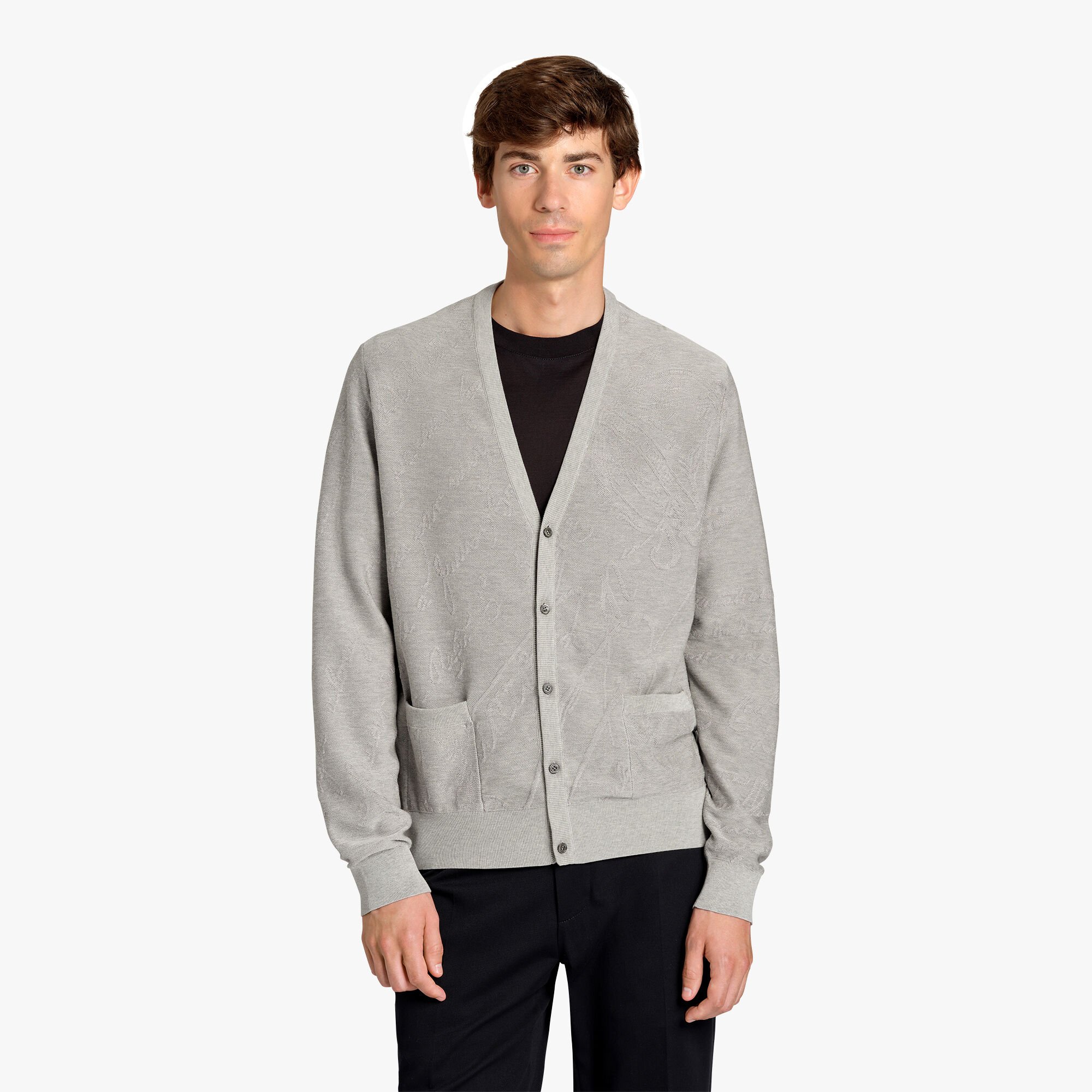 Cotton and Silk Scritto Pique Cardigan Berluti AU