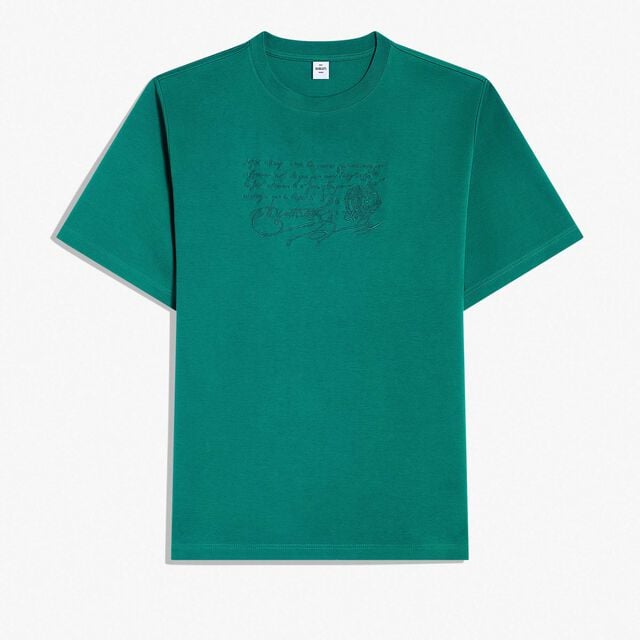 Embroidered Scritto T-Shirt, LEISURE VALLEY GREEN, hi-res 1