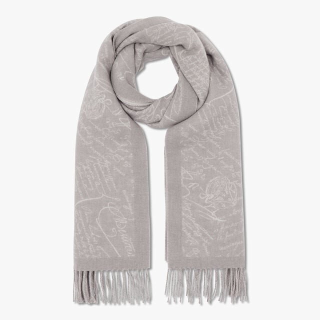 Double Face Scritto Scarf, LIGHT TAUPE / PEARL GREY, hi-res 2