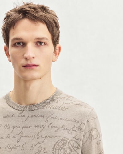 Scritto Pattern Crewneck, Woolly Beige, hi-res