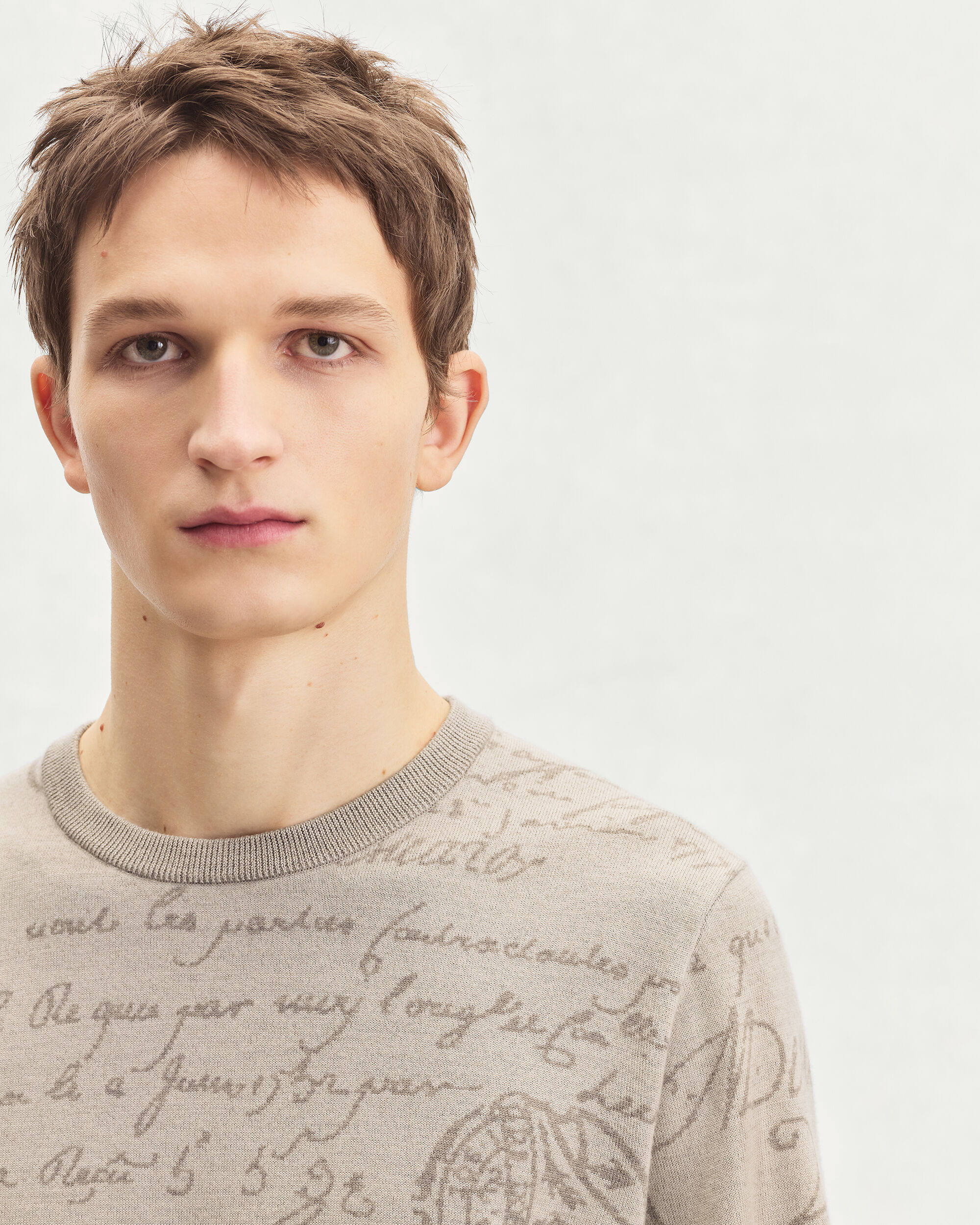 Pull Motif Scritto, Woolly Beige, hi-res