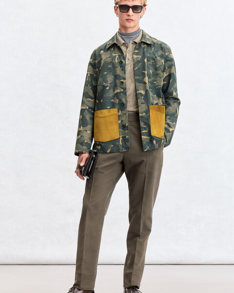 Camouflage Military Overshirt with Suede Details, Green Camo Shoes, hi-res
