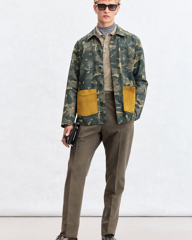 Camouflage Military Overshirt with Suede Details, Green Camo Shoes, hi-res