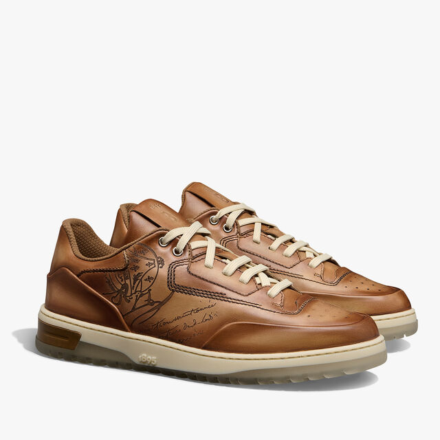 Sneaker Playoff En Cuir Scritto, CACHEMIRE, hi-res 2