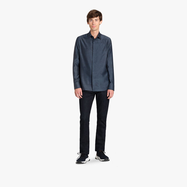 Cotton Silk Scritto Andy Shirt, WASHED INDIGO, hi-res 4