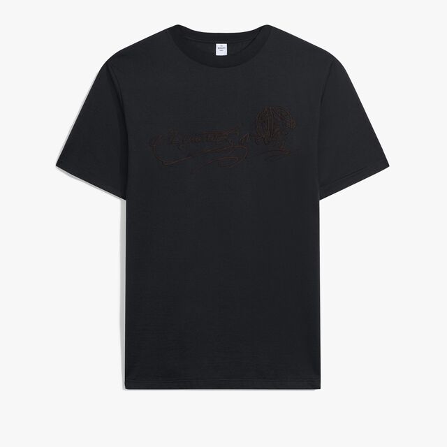 Suede Effect Scritto T-Shirt, COLD NIGHT BLUE, hi-res 1