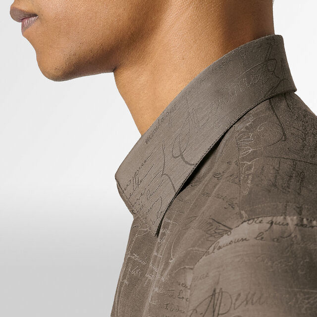Andy Cotton Silk Scritto Shirt, SEPIA    , hi-res 6