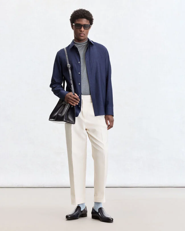 Andy Scritto Pattern Shirt, Blue Indigo, hi-res