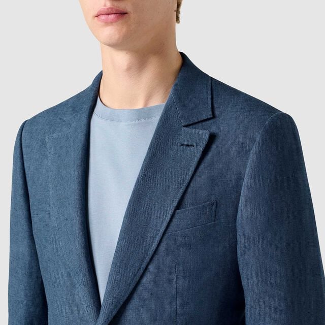 Soft Construction Linen Jacket, BLEU DE SMALT, hi-res 5