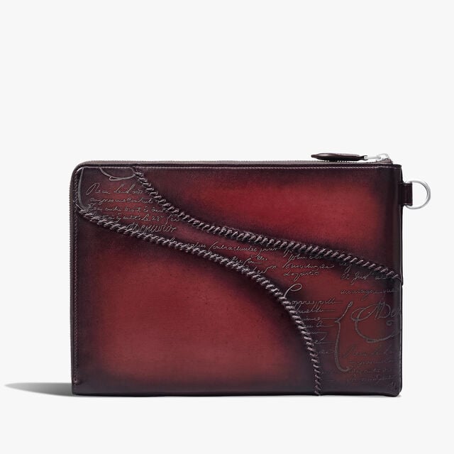Nino GM Scritto Leather Clutch, SAINT EMILION, hi-res 3