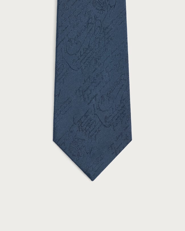Classic Scritto Pattern Tie, Dim Blue, hi-res