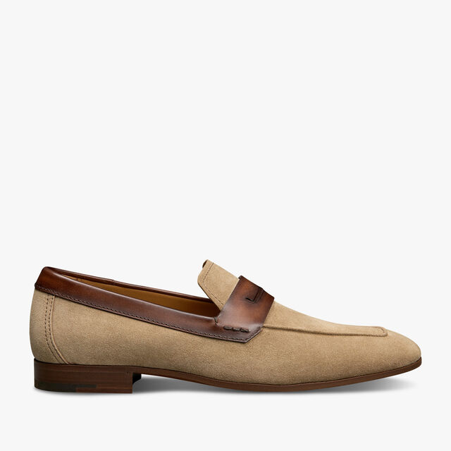 Lorenzo Scritto Suede Leather Loafer, SAND, hi-res 1