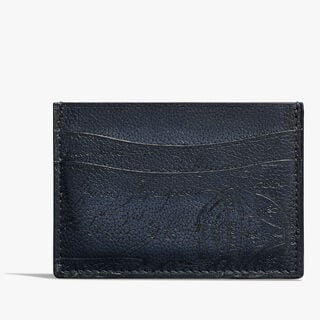 Bambou Scritto Leather Card Holder, INDIGO DENIM, hi-res