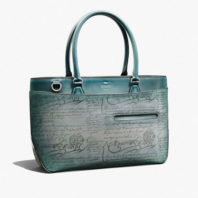 Toujours Mini Gradiant Scritto Leather Tote Bag, STONE DENIM, hi-res 2