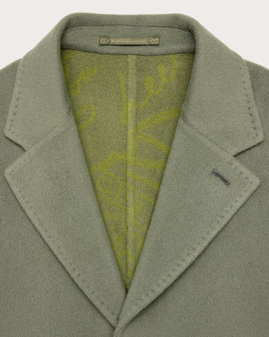 Double Face Coat, Kaki & Internal Giant Scritto, hi-res