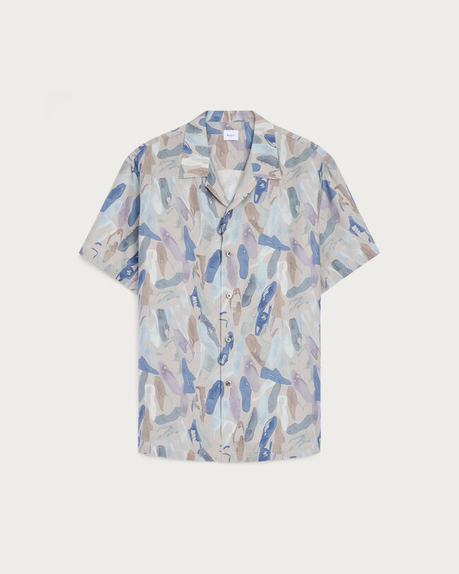 Shoes Polaroid Pattern Short-Sleeves Shirt, Pearl Grey, hi-res