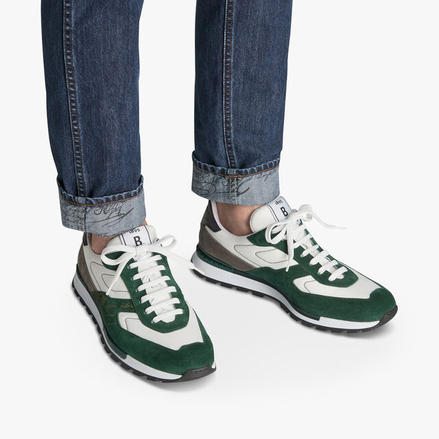 Fast Track Suede Leather And Nylon Sneaker, GREEN, hi-res 7