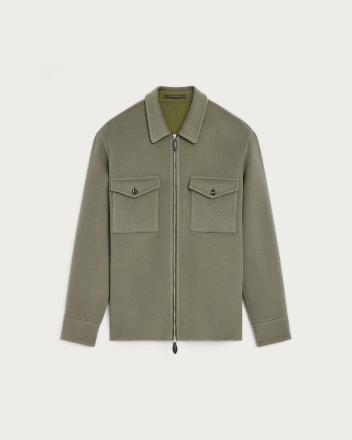 Berluti レザーディテール ダブルフェイス ジップオーバーシャツ