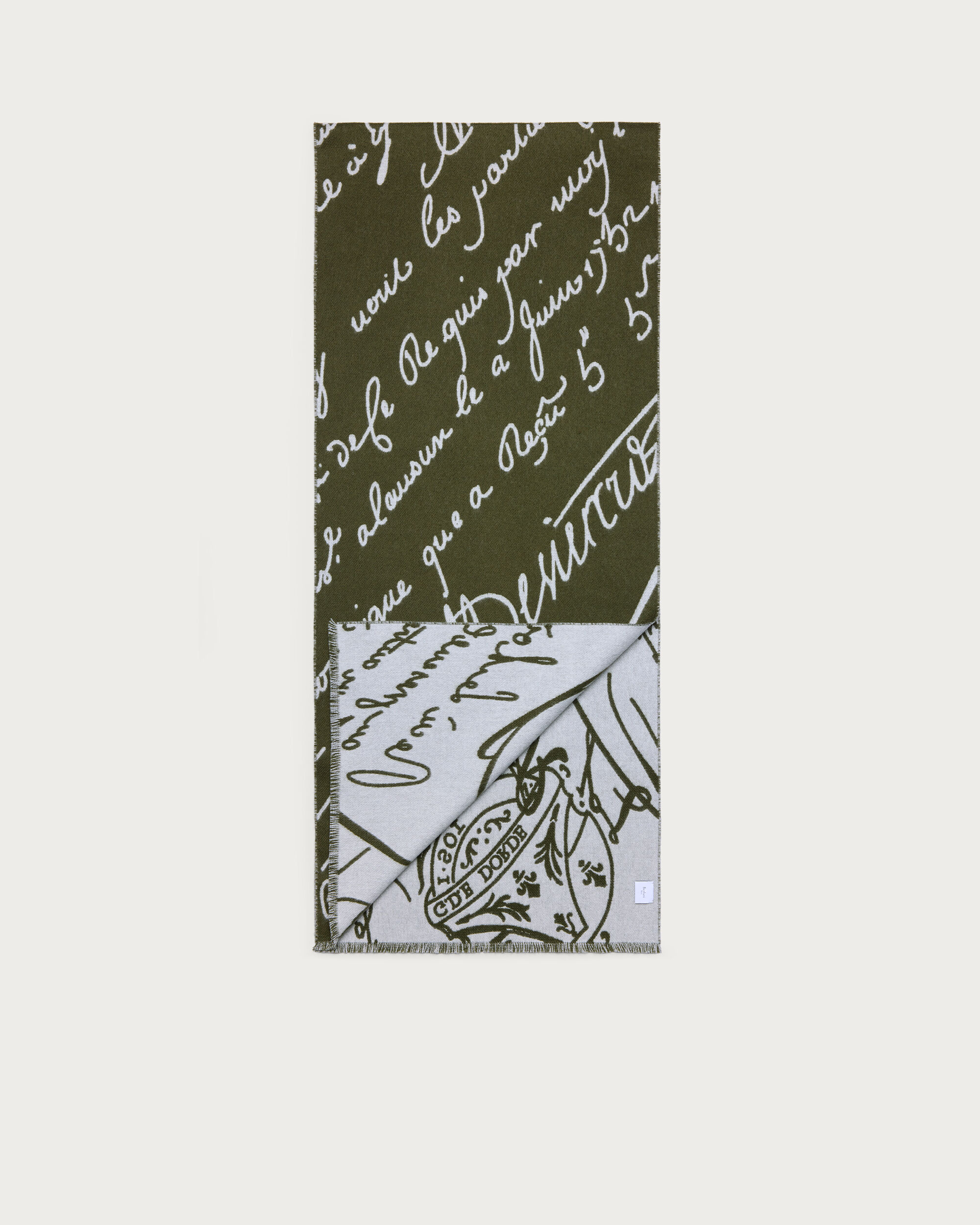 Scritto Pattern Scarf, Olive, hi-res
