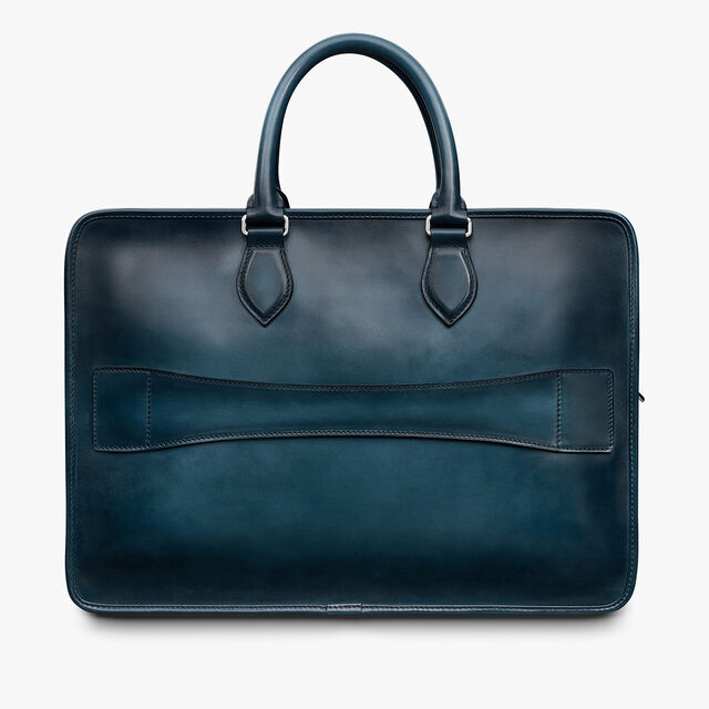 Un Jour Scritto Leather Briefcase, STEEL BLUE, hi-res 3