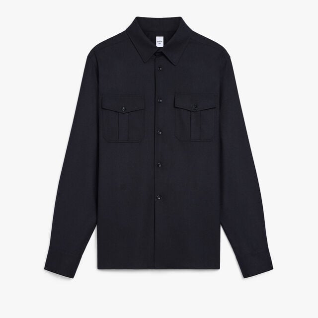 Wool Military Shirt, MIDNIGHT BLUE, hi-res 1