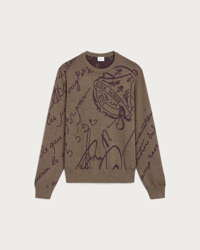 Scritto Pattern Crewneck, Bronze Melange, hi-res