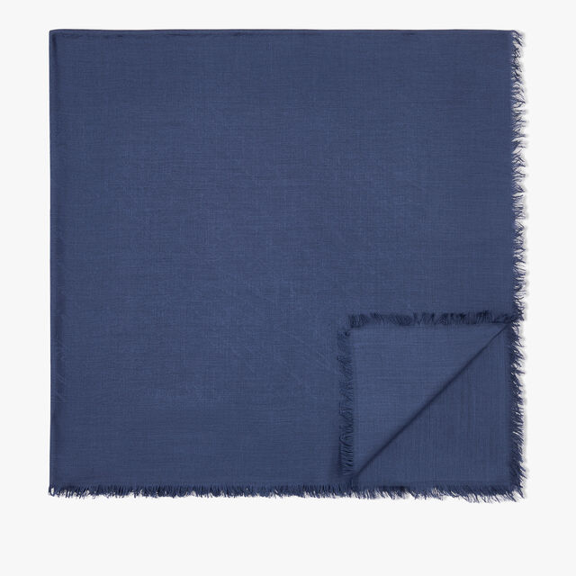 ウール＆シルク スクリット スカーフ, COLD NIGHT BLUE, hi-res 1