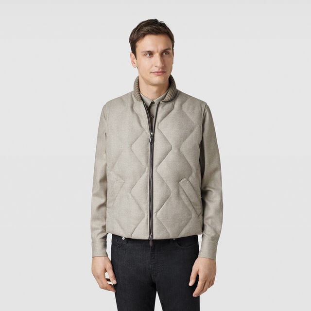 Wool Herringbone Gilet, TAUPE GREY, hi-res 2