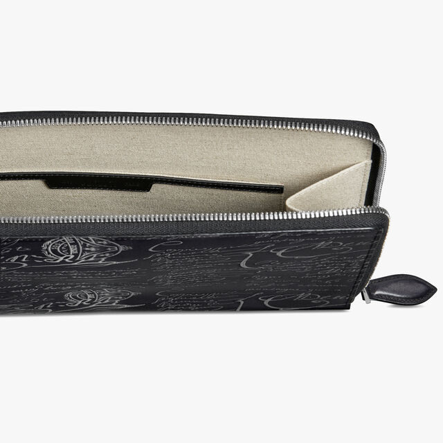Nino GM Scritto Leather Clutch, NERO GRIGIO + SILVER, hi-res 7
