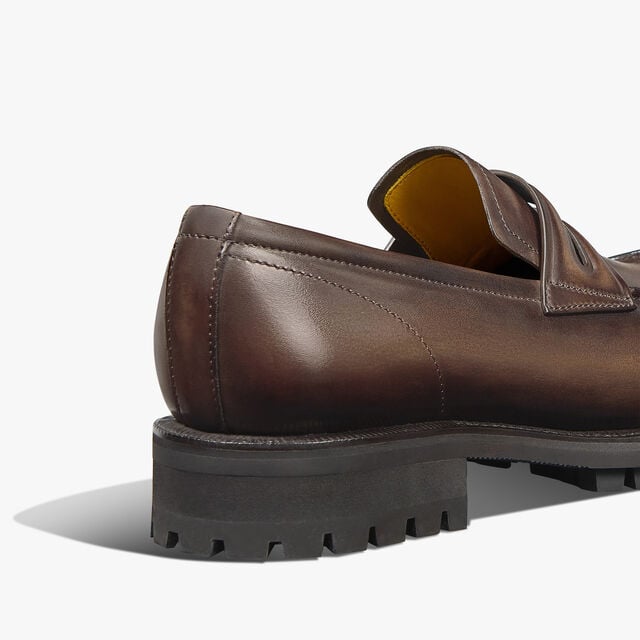 New Oslo Venezia Calf Leather Loafer, MARRONE INTENSO, hi-res 5