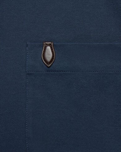 Pocket T-shirt with Leather Detail, Marine, hi-res
