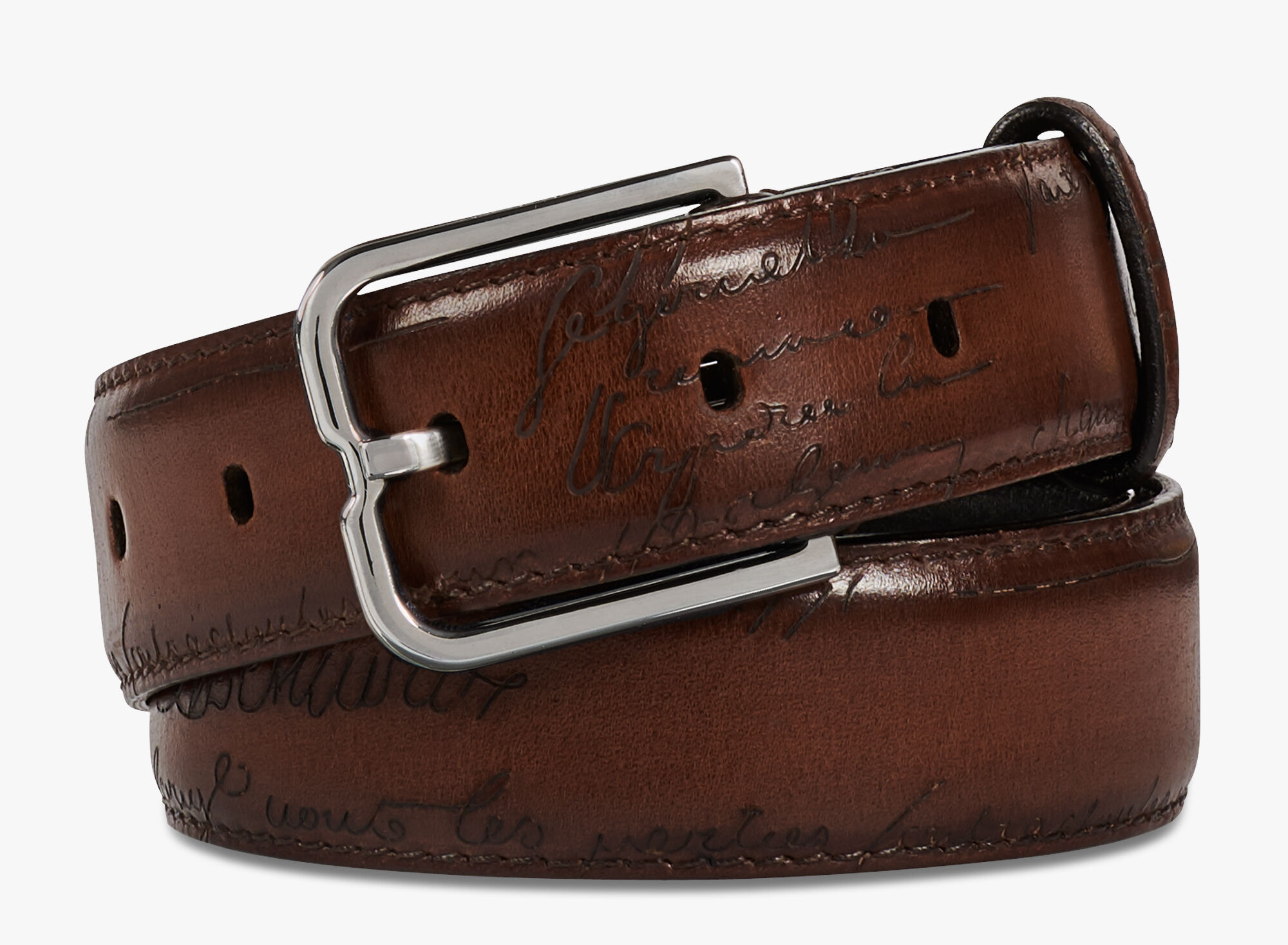 Essence Full Engraved Venezia Calf Leather Belt - 32 mm, MOGANO, hi-res