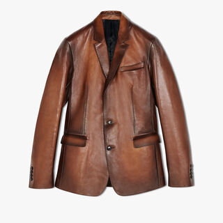 Patina Lined Leather Jacket, BRUN, hi-res