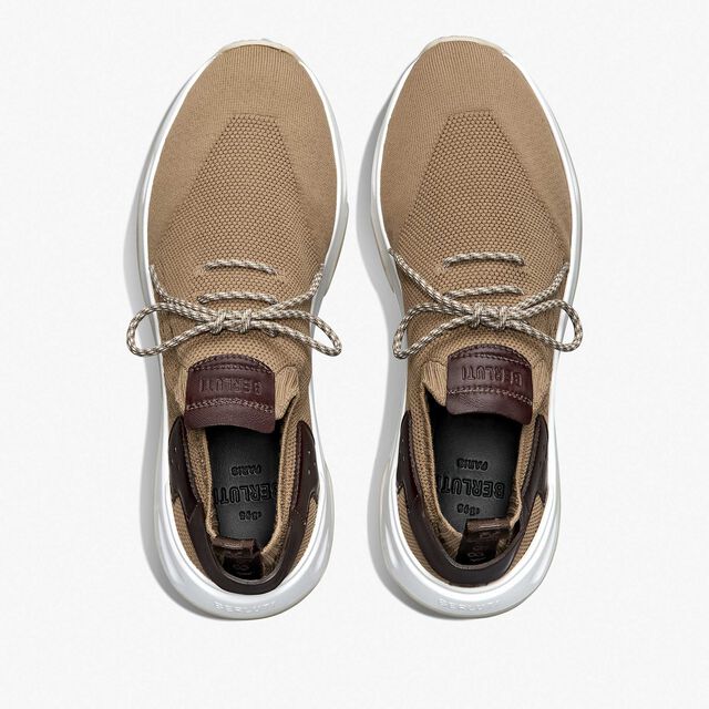 Shadow Scritto Knit And Lagoon Calf Sneaker, BEIGE, hi-res 3