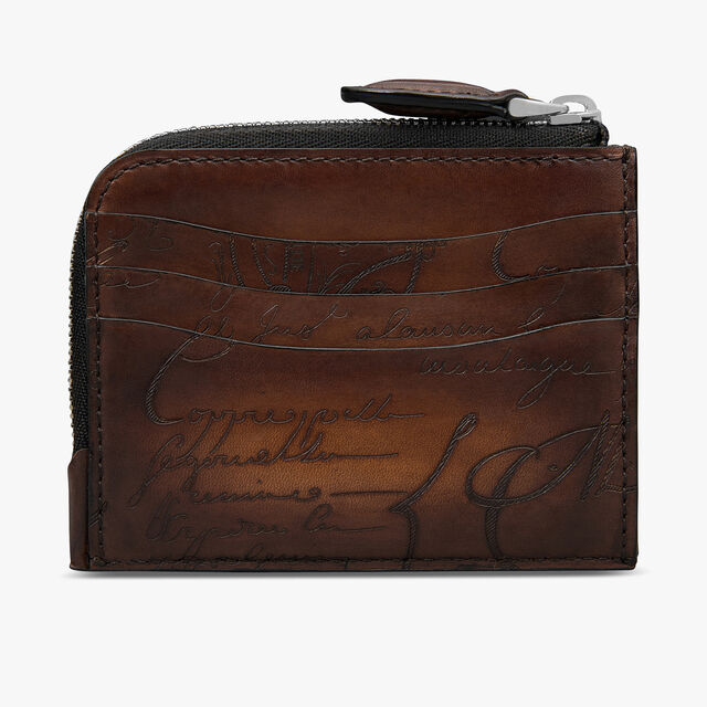 Koa Logic Scritto Leather Zipped Card Holder, CACAO INTENSO, hi-res 2