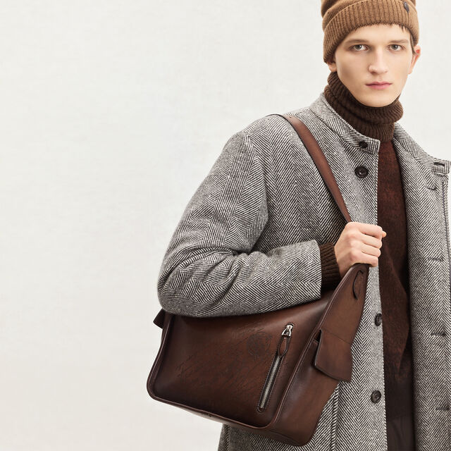 Périple Hobo In Scritto Leather, SOFT BROWN, hi-res 2