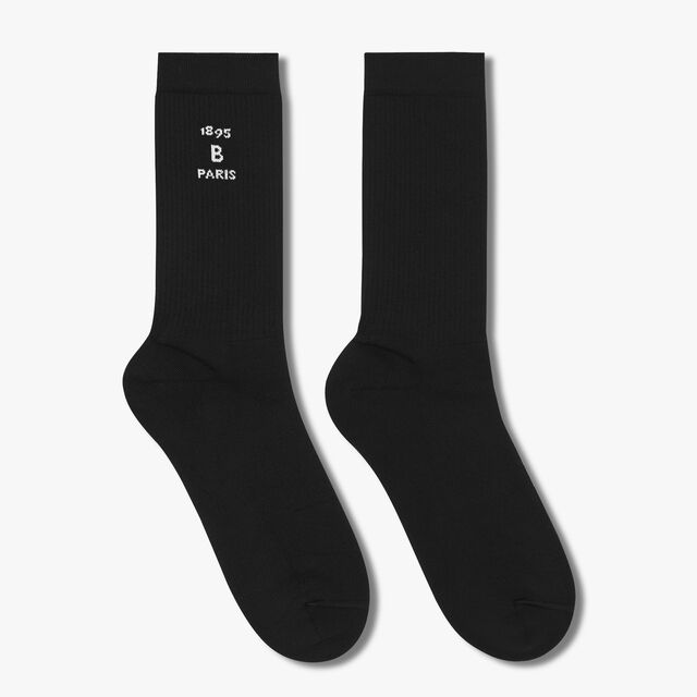 Cotton Socks With Logo, BLACK, hi-res