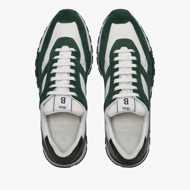 Fast Track Suede Leather And Nylon Sneaker, GREEN, hi-res 3