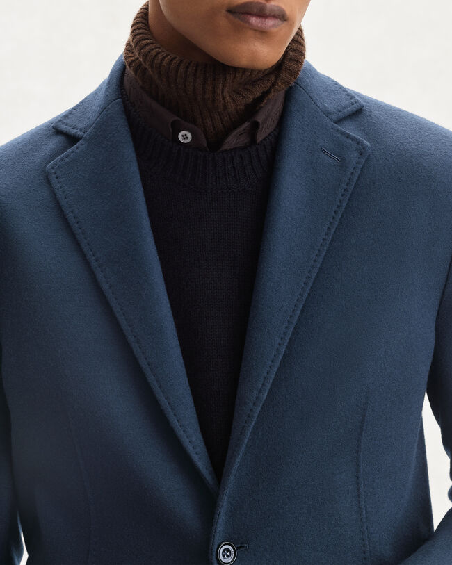 Veste en Jersey avec D&eacute;tail en Cuir, Midnight Blue, hi-res