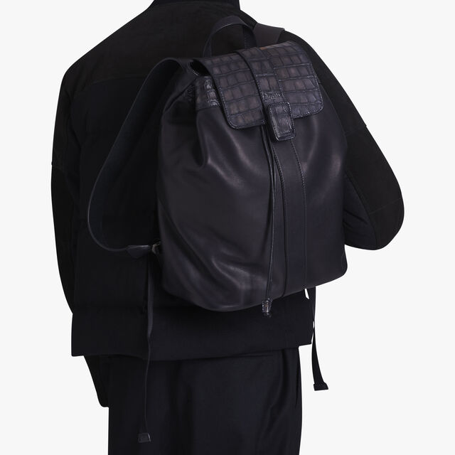 Horizon Mini Alligator Leather Backpack, MEDIUM FLANEL, hi-res 8